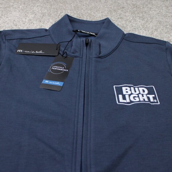 Travis Mathew Sweatshirt NWT Women Small Blue Coveside Full Zip Jacket Bud Light - Picture 3 of 16